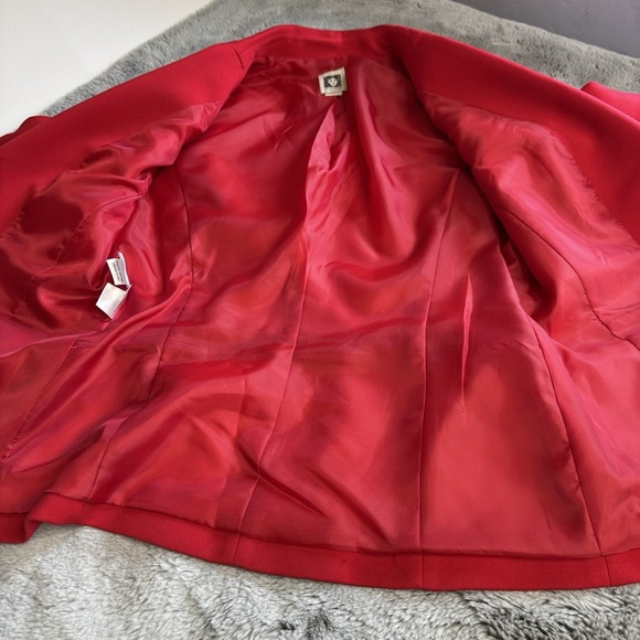 Anne Klein Blazer Red Women's Size 4 Gold Zip Single Button Jacket - Picture 15 of 16